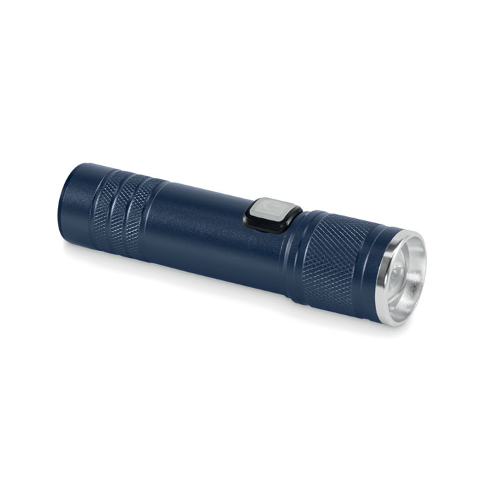 Lampe torche COB en aluminium recyclé personnalisable Flashra Bleu marine